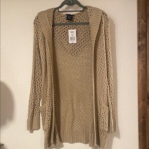 It's Our Time Women's Tan Open-Knit Cardigan